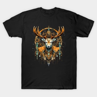 Elk Dream Catcher on a Dark Background T-Shirt